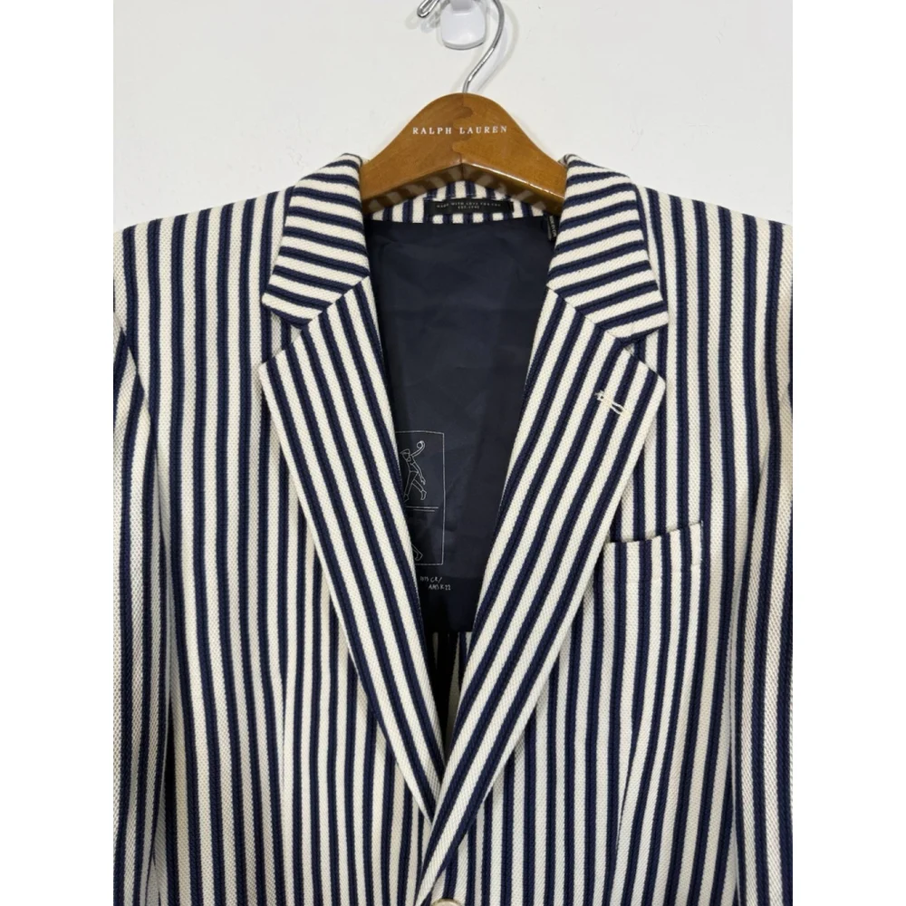 SCOTCH & SODA STRIPED SINGLE BREASTED BLAZER Men’s Large Organic Cotton $450